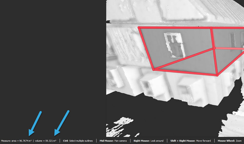 Matterport XYZ Punktwolke Wandflächen und Raum Volumen in PinPoint.jpg
