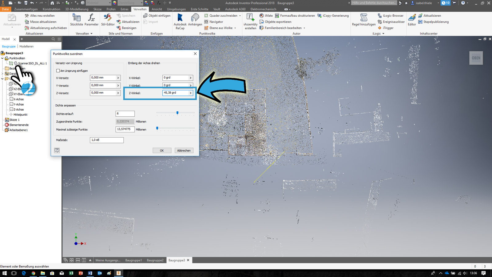 Punktwolke In Inventor Ausrichten Scanner2go Support