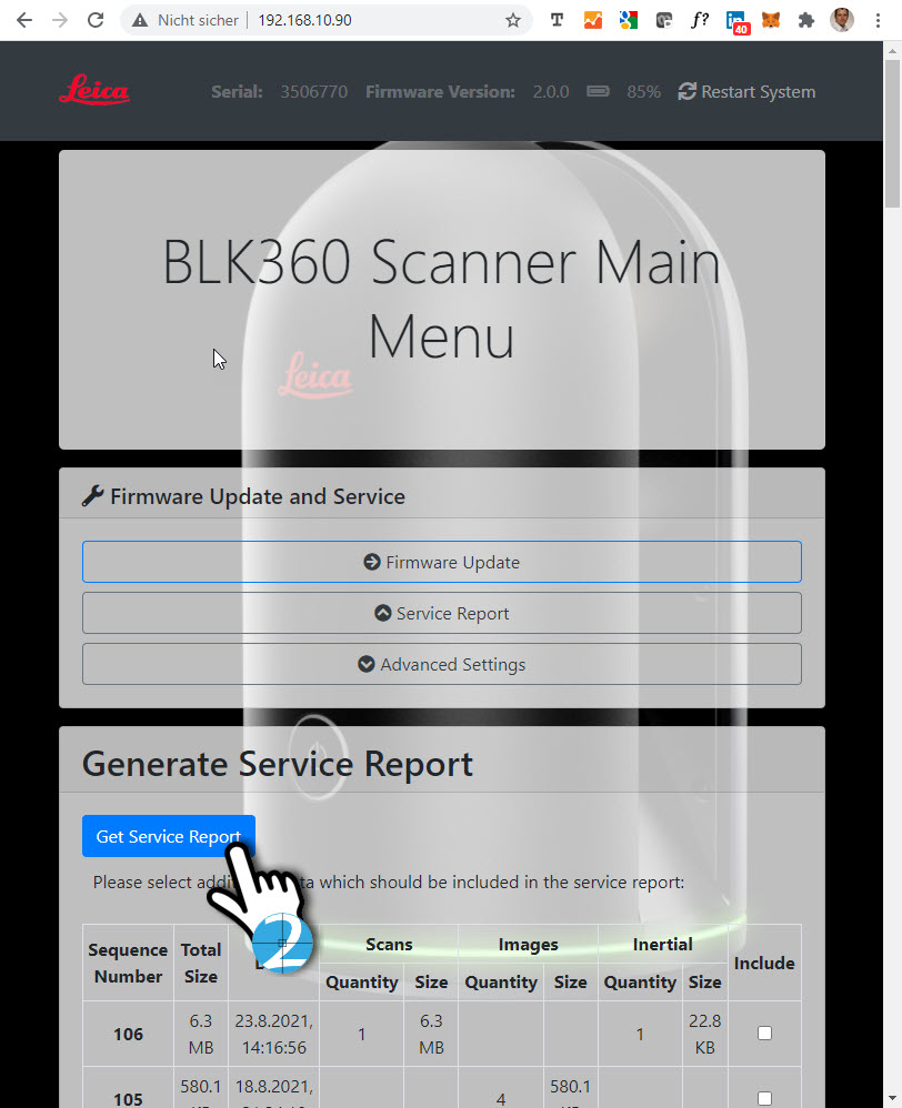 Bedienungsanleitung Leica BLK 360 Service Report erstellen 01.jpg